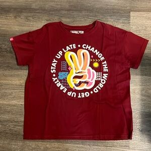 Dutch Bros "Get Up Early • Stay Up Late • Change the World" Maroon T-Shirt
